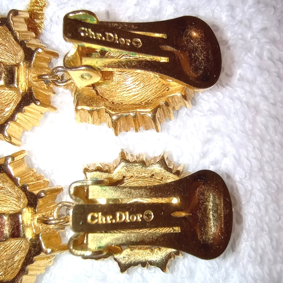 Vintage Christian Dior Henkel & Grosse Gold Plated Long Purple Crystal E… - Picture 4 of 7